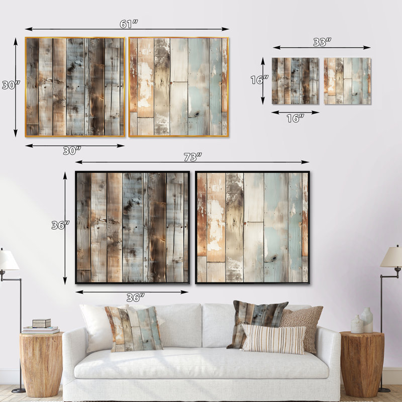 Odie - Ensemble de 2 collages carrés abstraits, Toile tendue, H 16 po x l 33 po