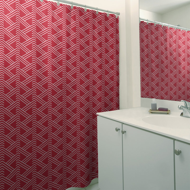 Classic Zig Zag Single Shower Curtain,  Red