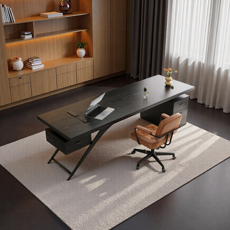 Bureau de conception industrielle moderne, Noir, H 29,53 po x l 70,87 po x P 31,5 po