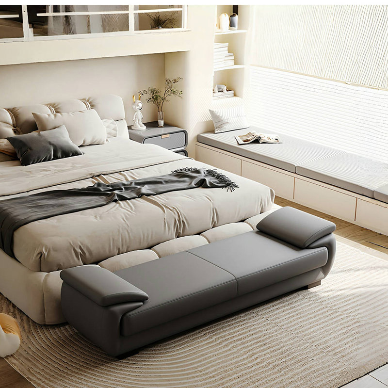 Banc de rangement confortable pour tabourets, Gris