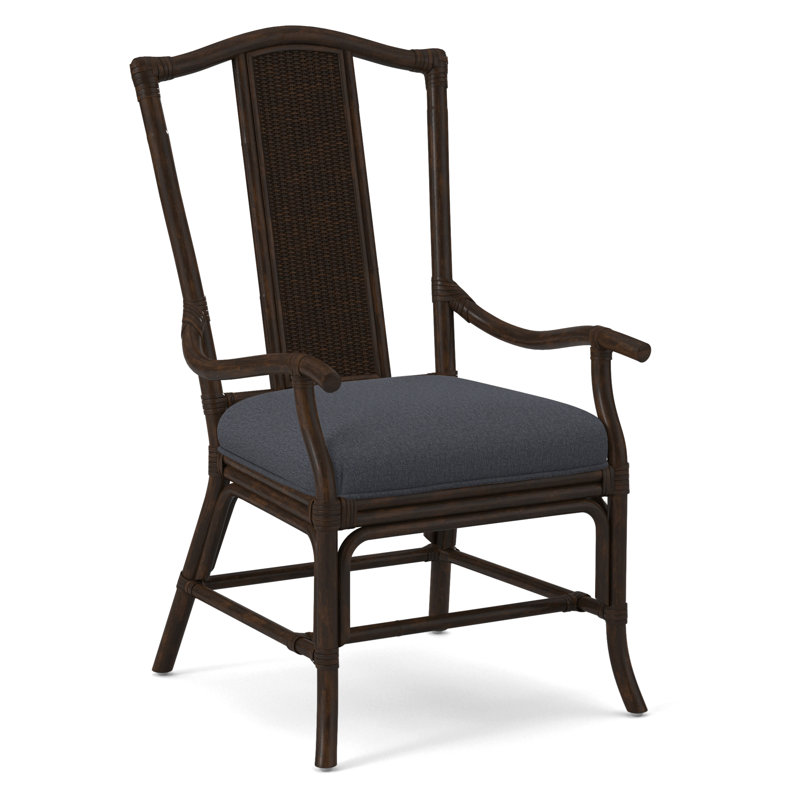 Drury Lane Slat Back Dining Arm Chair, White Performance Fabric; 0851-94, Coffee