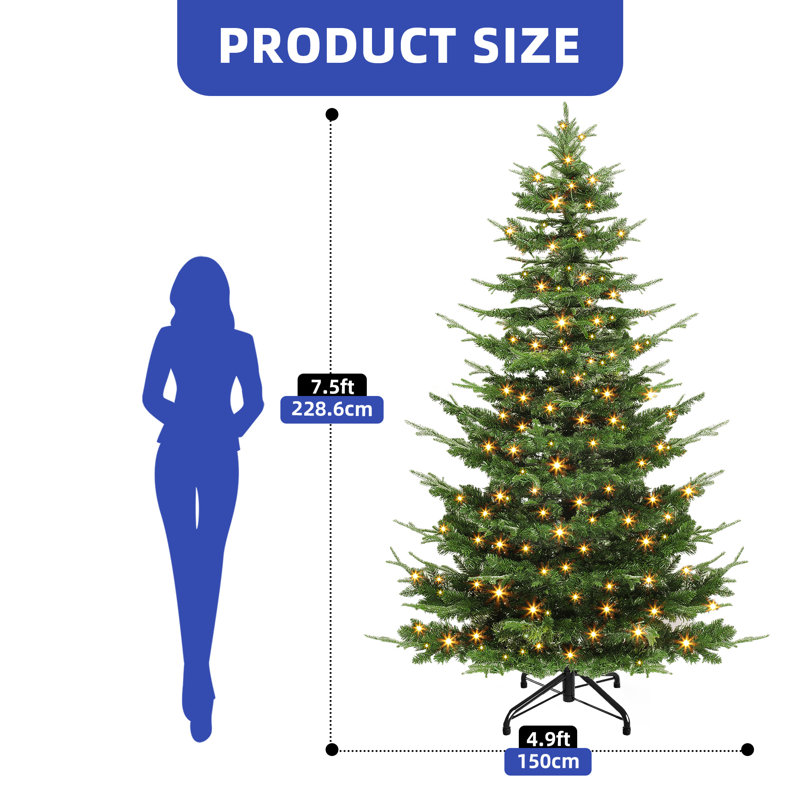 Sapin de Noël givré pré-éclairé, 7.5'