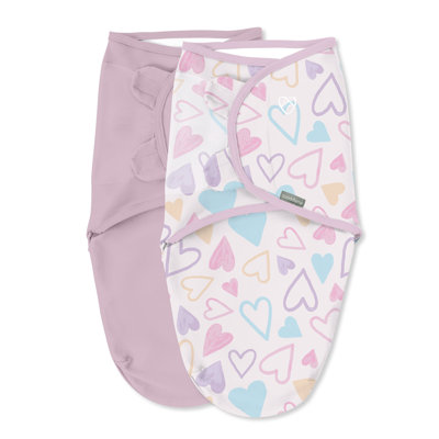 SwaddleMe by Ingenuity Original Swaddle for Baby, 100% Cotton, 0-3 Months, 1.0 TOG, 2-Pack - I Heart You