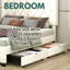 Grand lit moderne en velours avec lit gigogne double et 2 tiroirs de rangement