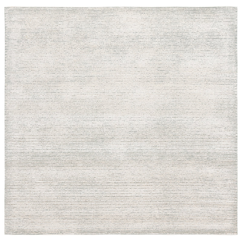 Niriyah Hand Tufted Wool/Viscose/Cotton Solid Color Rug in Ivory/Blue/Gray, Square 6'