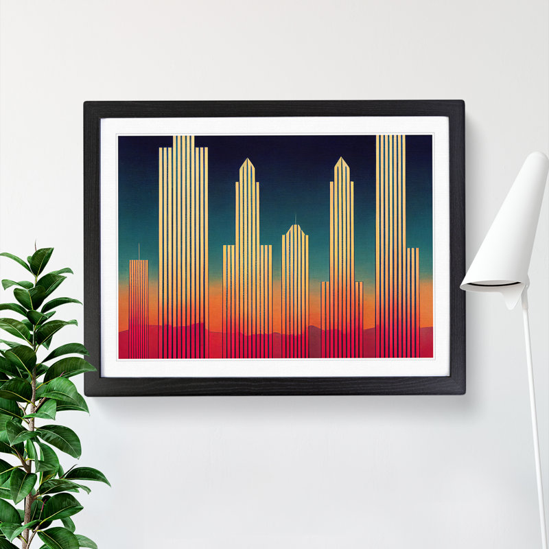 Intense Skyscraper Skyline - Framed Print, Black, 34cm H x 46cm W x 2cm D