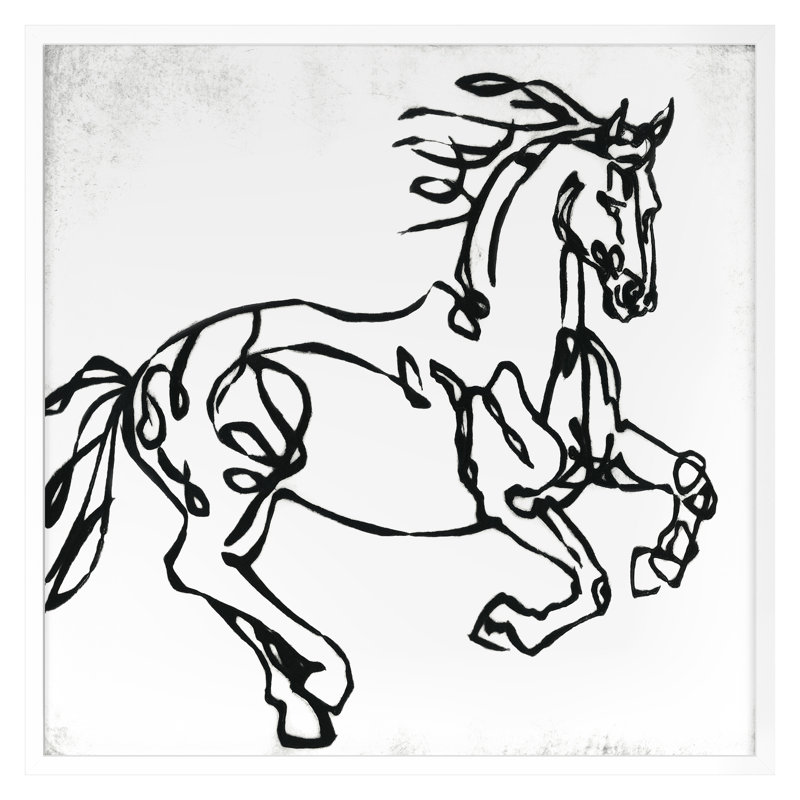 Line Equine 1 Print by Susan Gillette, 20" H x 20" W, White Framed