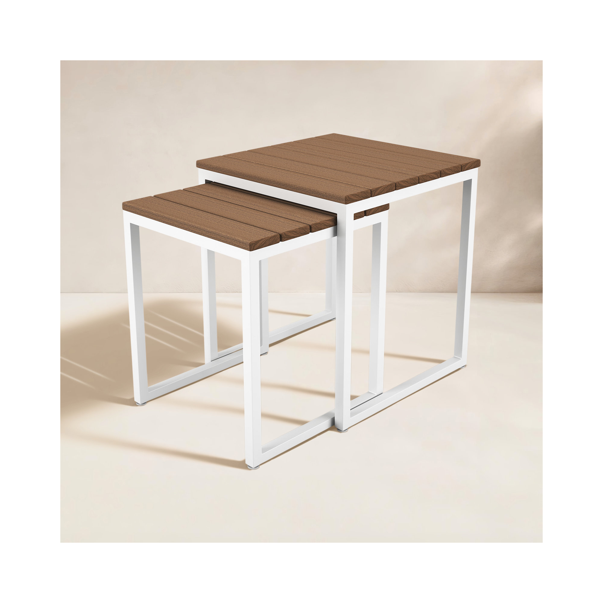 Nseting Outdoor Patio Side Table, Brown