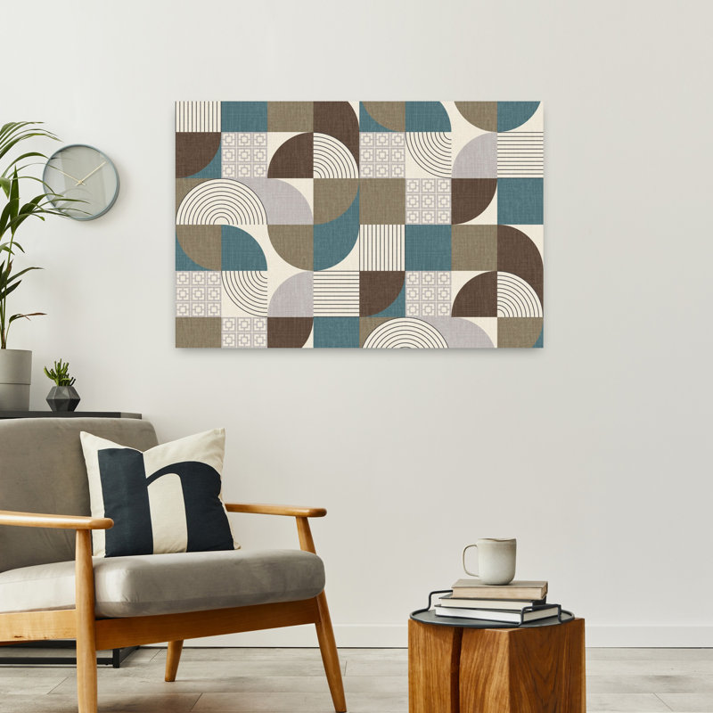 Art contemporain, art abstrait rétro, H 24 po x l 36 po, Brun