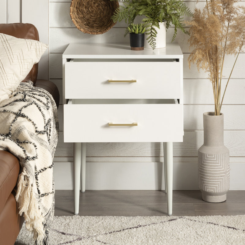 Catt 2 - Drawer End Table, White