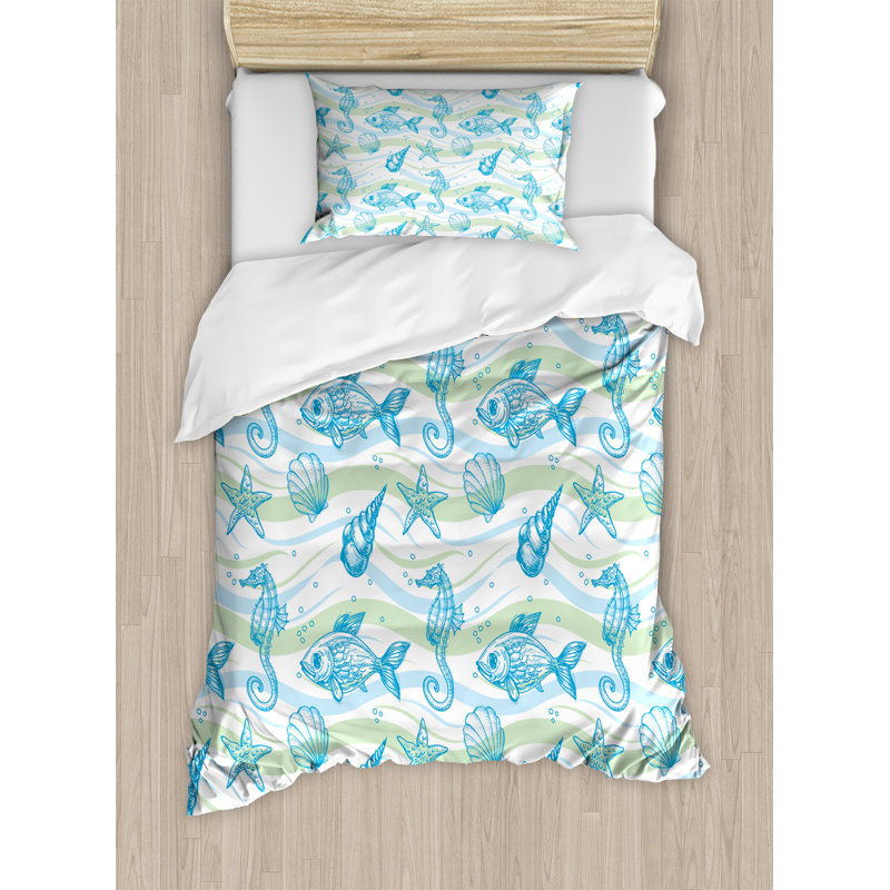 Coastal Duvet Cover, Twin Duvet Cover + 1 Standard Sham