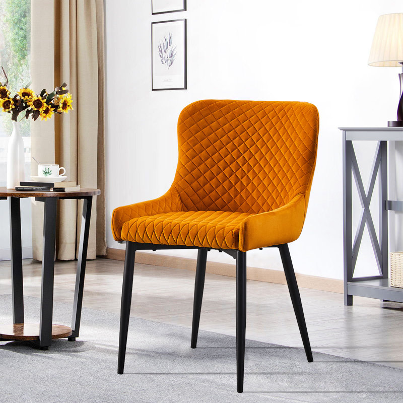 Sherrell 50cm H Velvet Upholstered Side Chair, Orange
