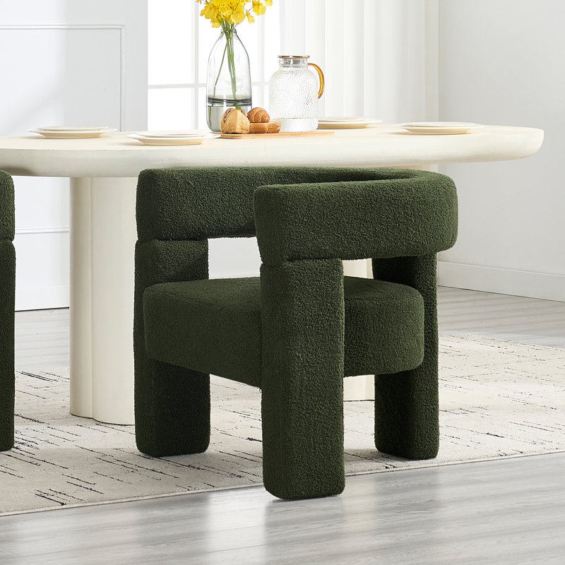 Modern Upholstered Dining Arm Chair, Green
