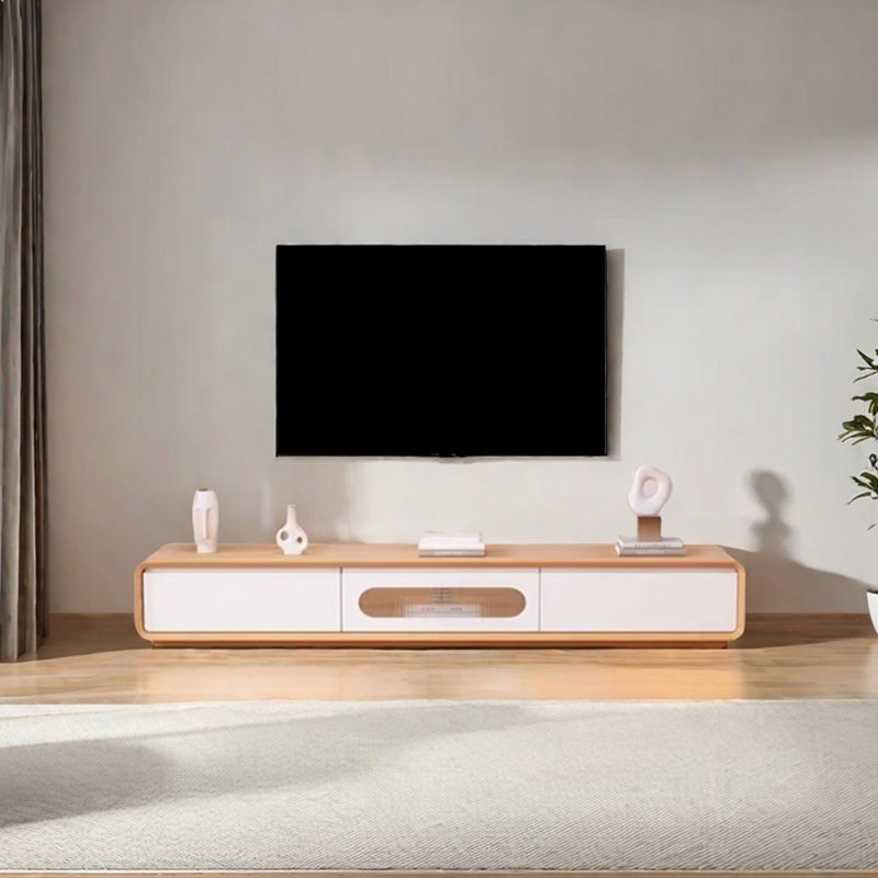 Log style simple design sense TV cabinet, 62.99"