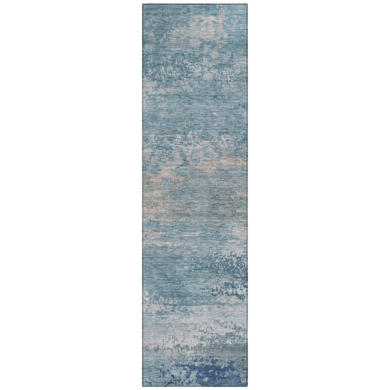 Machine Washable Indoor/Outdoor Xhevrie Sky Rug, Runner 2'3" x 7'6"