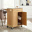 Chariot de cuisine intérieur en bambou compact avec plateau en acier inoxydable - Îlot de rangement mobile avec tiroir et armoire pour petits espaces