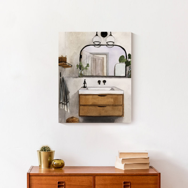 Salle de bain moderne sur toile, H 20 po x l 16 po x P 1,25 po