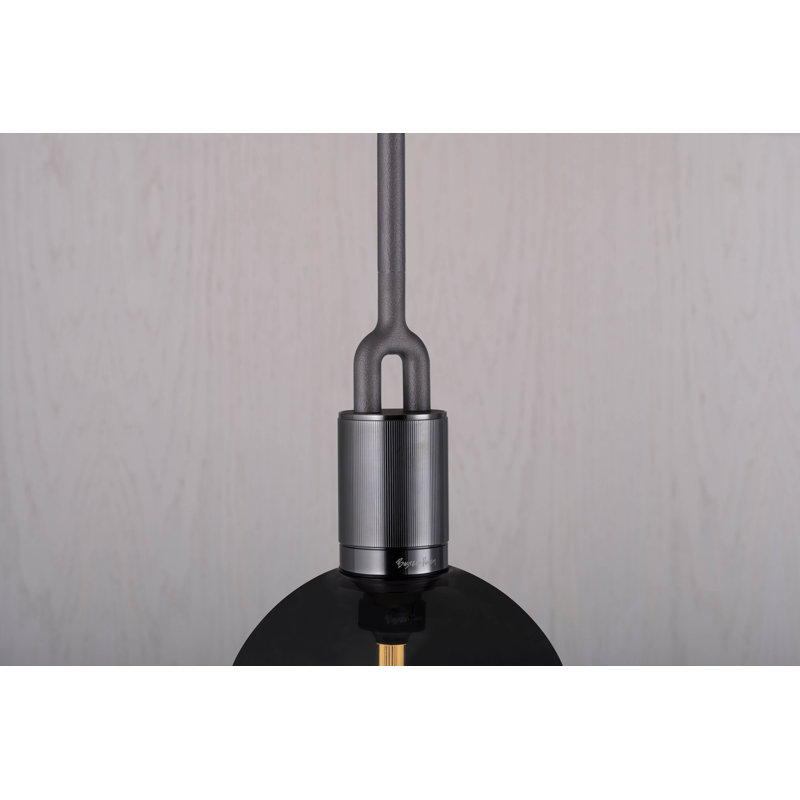 Luminaire suspendu fourche / globe / grand, Métal industriel, Fumé