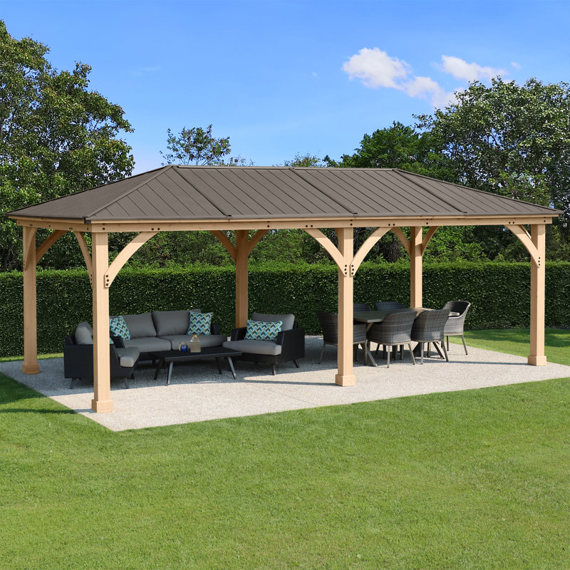 Pavillon de jardin en bois massif Meridian, 10' H x 20' W x 12' D