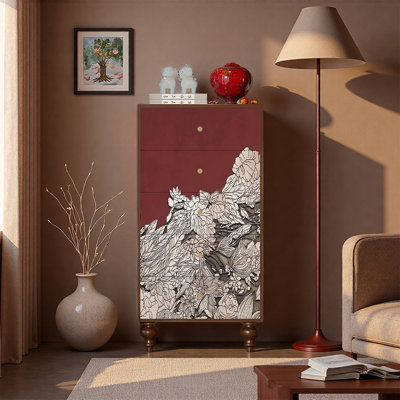 Armoire décorative à cinq tiroirs en noyer