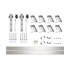 Trousse de quincaillerie de porte de grange coulissante simple / double à double rail et non-dérivation à fixation au plafond en nickel brossé, rail plat de 10 pi de long, pour deux portes intérieures (portes non incluses)-123538805