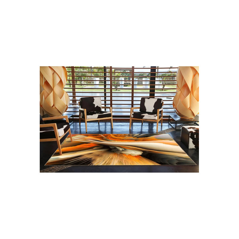 Tapis lavable multicolore à motifs tissés, Rond 5 pi