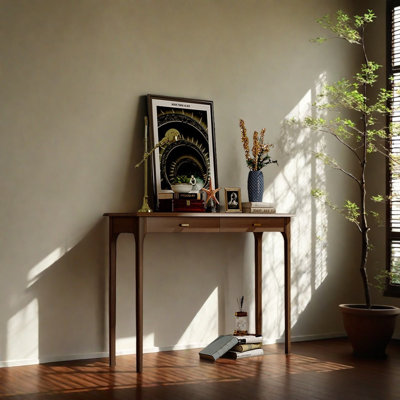Console en bois de pin noyer