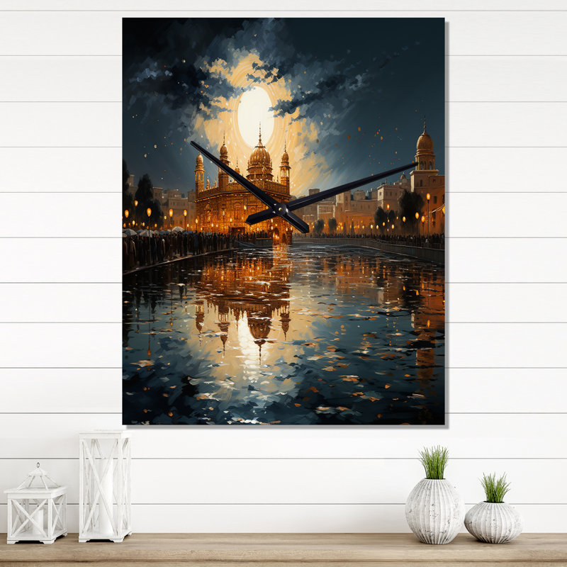 Horloge murale bouddhiste Golden Temple I, H 40 po x l 30 po x P 1 po