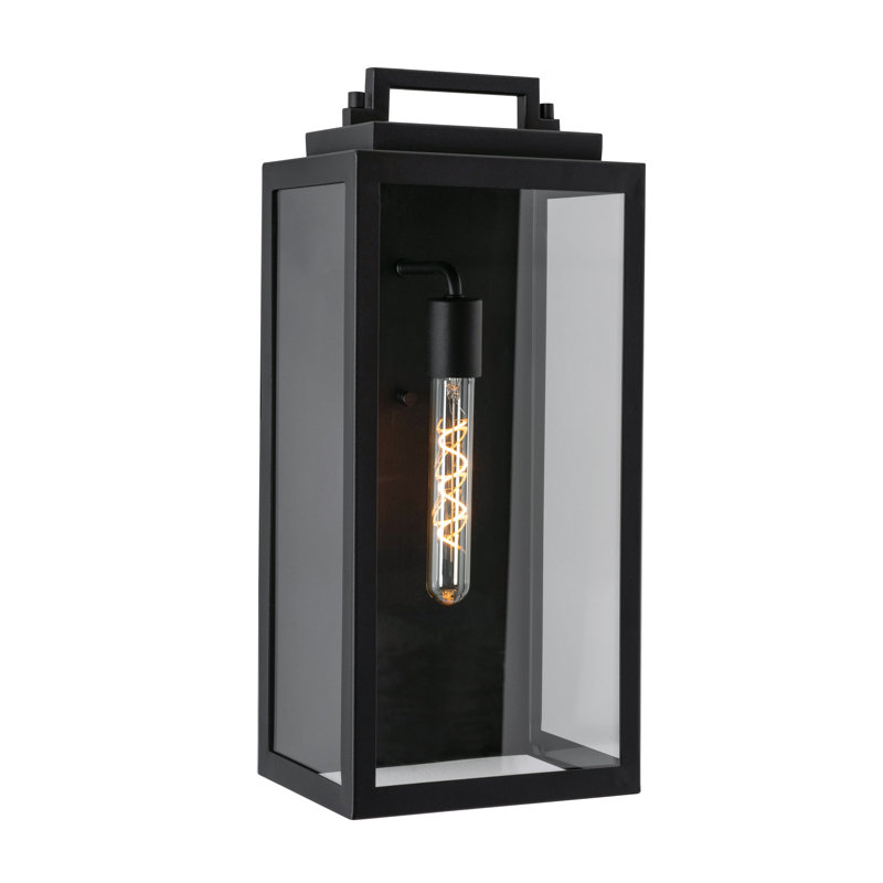 D85C999A25364360A57883E163EEC3B9 Haggins 19" One-Light Medium Base Outdoor Wall Sconce, Black, 19.25" H x 8.5" W x 5.83" D
