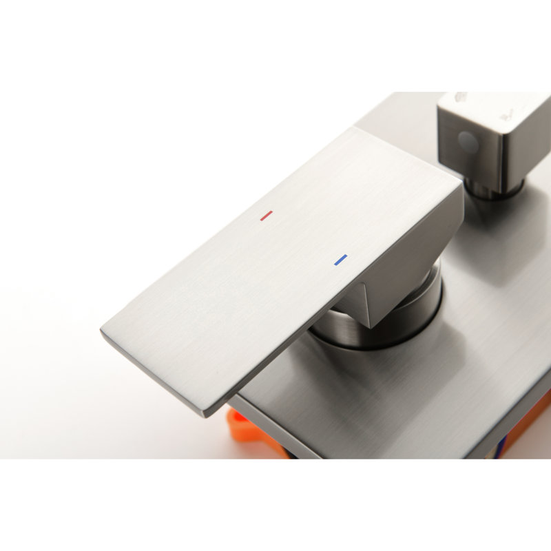 Robinet de douche thermostatique en laiton massif - 3 voies, équilibrage, 2 entrées, fini nickel brossé, sorties 1/2".