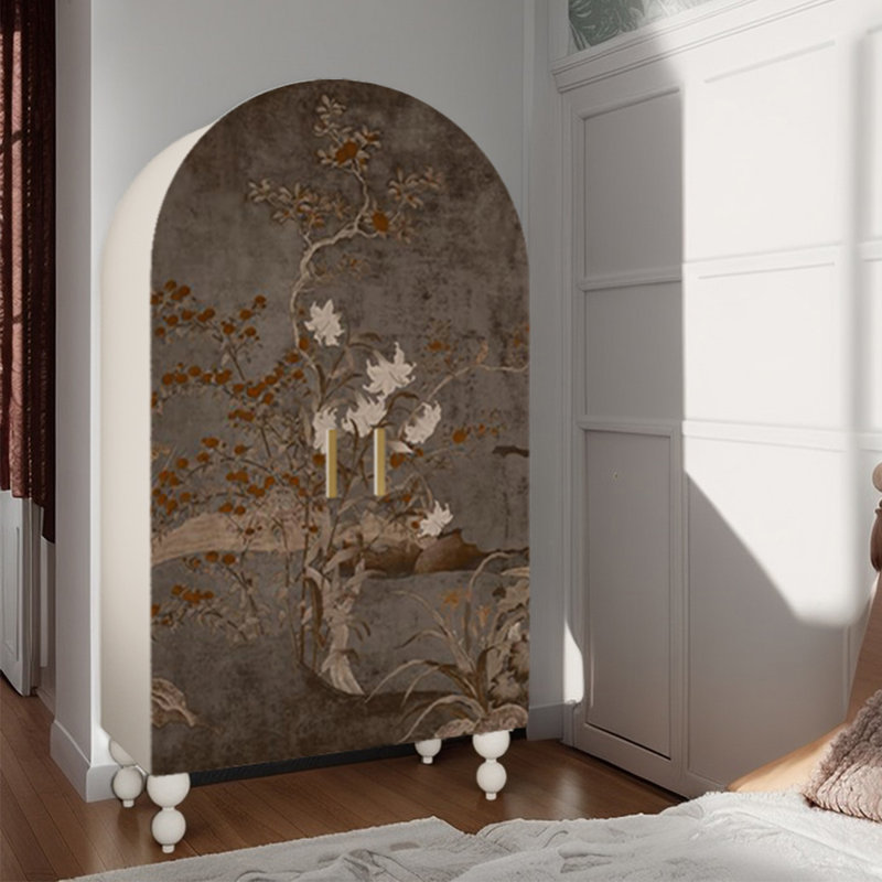 Armoire de chambre à coucher arquée moderne et multifonctionnelle, Ivoire blanc