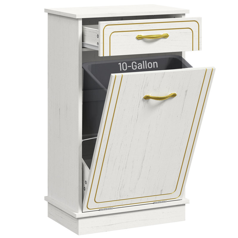 Armoire à poubelle basculante, poubelle de cuisine autoportante de 38 litres (10 gallons) avec rangement pour le recyclage