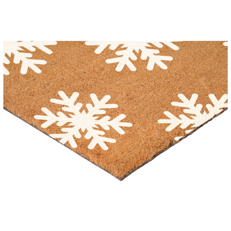 Colorful Snowflake Doormat, White/Brown, 24" W x 36" L