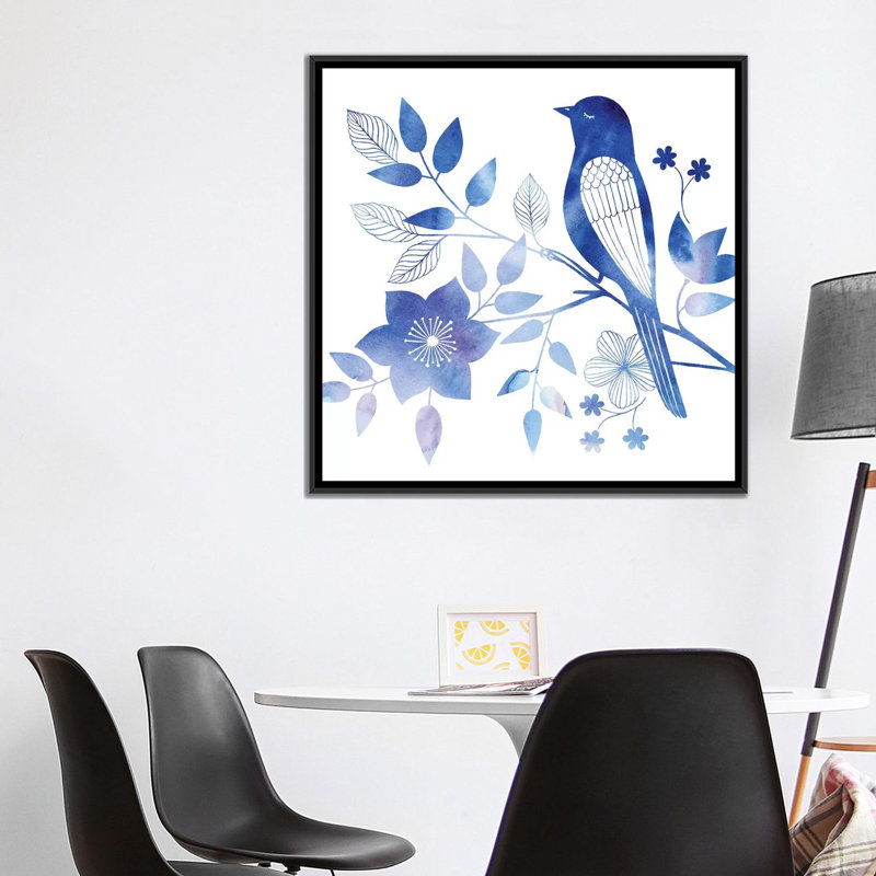 « aviaire twilight i », impression sur toile, H 18 po x l 18 po x P 1,5 po, Toile avec cadre noir, Pas de tapis