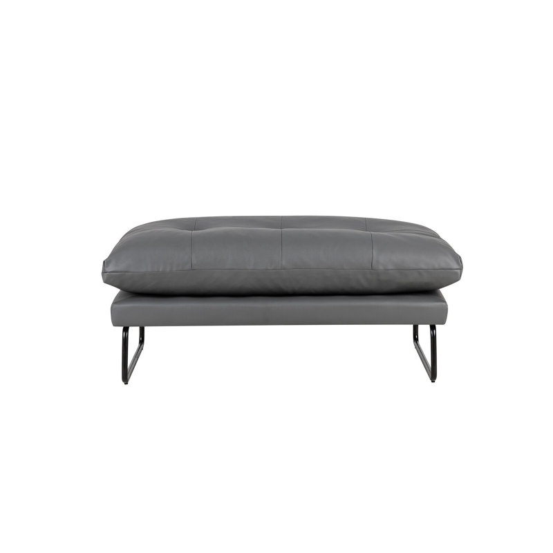 Rafayel Velvet Suburban Sophistication Ottoman, Dark Gray Velvet
