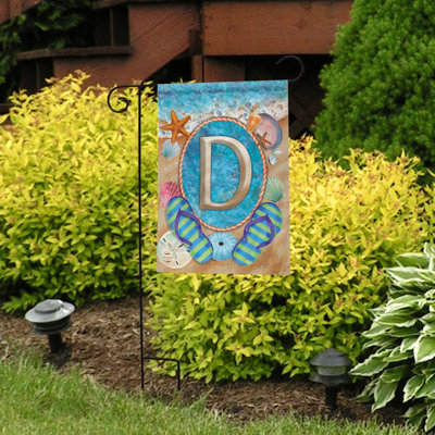 Été, monogramme lettre D, drapeau de jardin