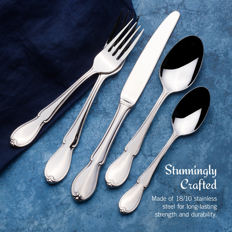 Mikasa Marseille 65 Piece Flatware Set With Serving Utensils, Service For 12, 18/10 Stainless Steel