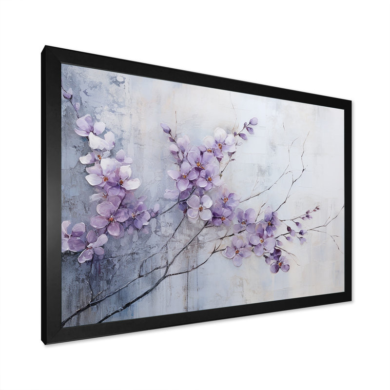 Art mural violet pour le salon, H 12 po x l 20 po x P 1 po, Cadre simple noir