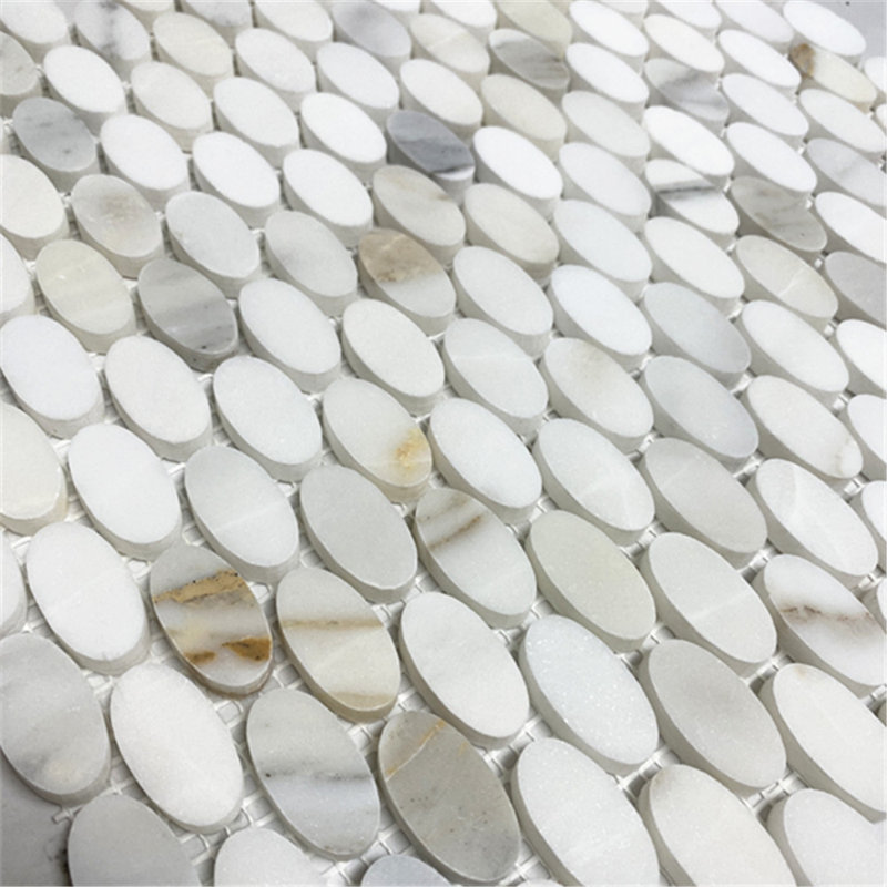 Calacatta 12" x 12" Marble Mosaic Tile, LIght Gray