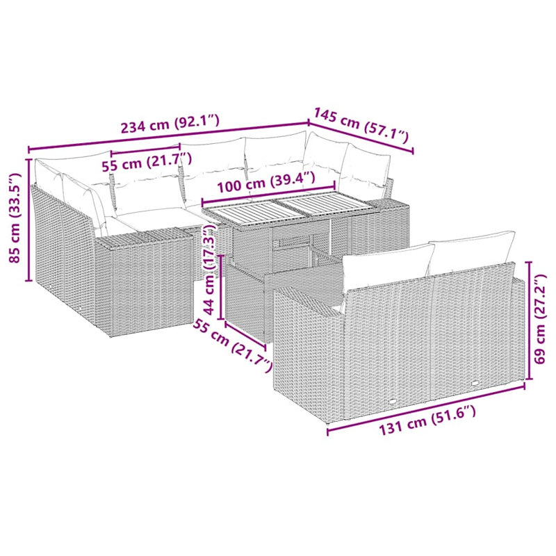Ensemble de canapé de jardin Vidaxl beige