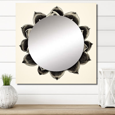 Minimal succulent en noir et blanc III - miroir carré succulent pour décoration murale