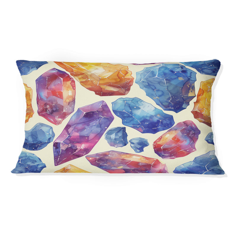 Stone Geode Crystals - Coussin lombaire Stone Geode, Bleu / mauve