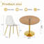 Ensemble de salle à manger 5 pièces Light Luxury avec table ronde en verre brun et 4 chaises en polyuréthane-130147598