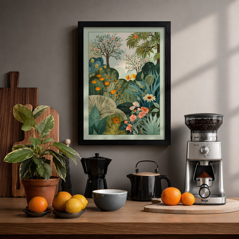 Garden in Bloom Botanical - Framed Print, A1 - 84.1 x 59.4 cm, Black