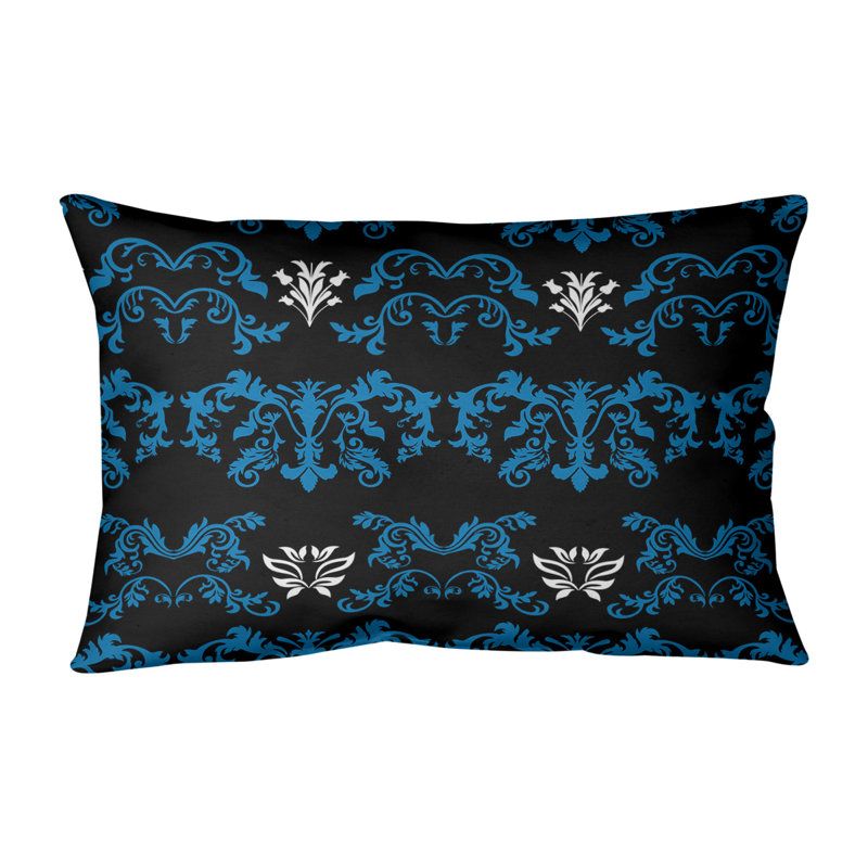 Housse de coussin Football Baroque, Bleu Honolulu / noir / blanc, Polyester filé