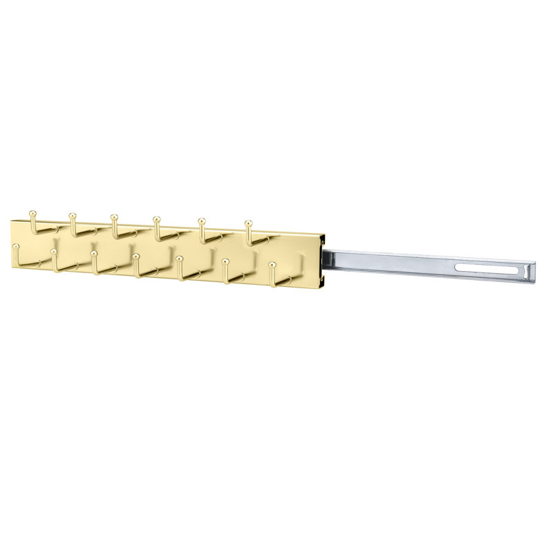 Tie Rack, Brass, 2.5" H x 2.5" W x 13.25" D