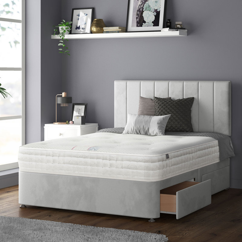 Hedley Upholstered Velvet Headboard, Double (4'6), Silver