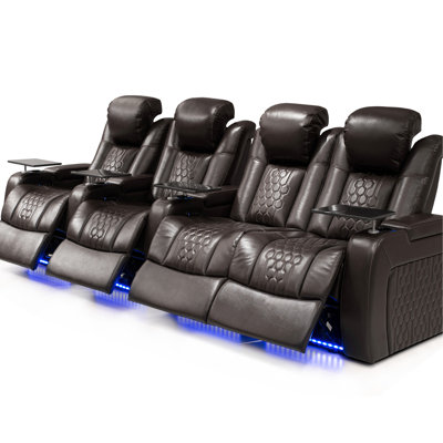124.4"Power Recliner 4 PC Made Withtop-Grain Nappa