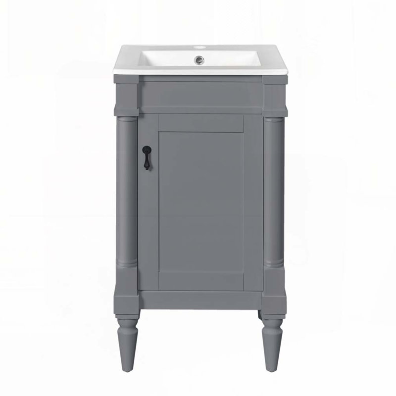 Bathroom Vanity with Ceramic Sink, Gray