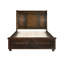 Lit plateforme classique classique avec rangement au pied de lit et tête de lit-bateau, finition cerisier brun riche, idéal pour les chambres élégantes (matelas non inclus)-378004632